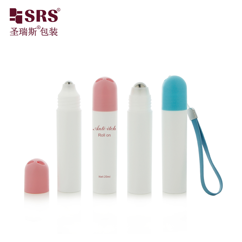 White Empty Colorful 20ml Deodorant Cosmetic Packaging Lotion Roll on Tube with Hanging 