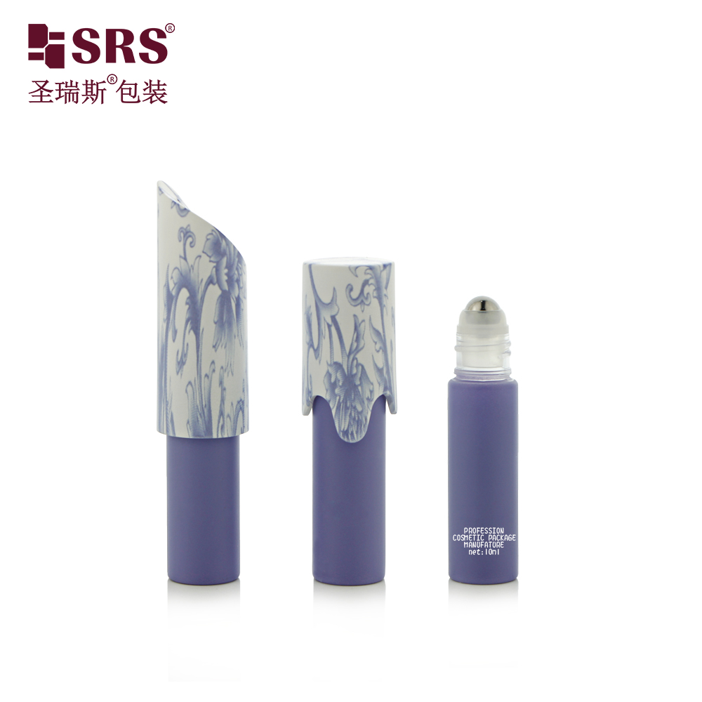 Unique Cap Roll on Bottle Cosmetic Packaging 10ml Amber PET Roller Travel Bottle