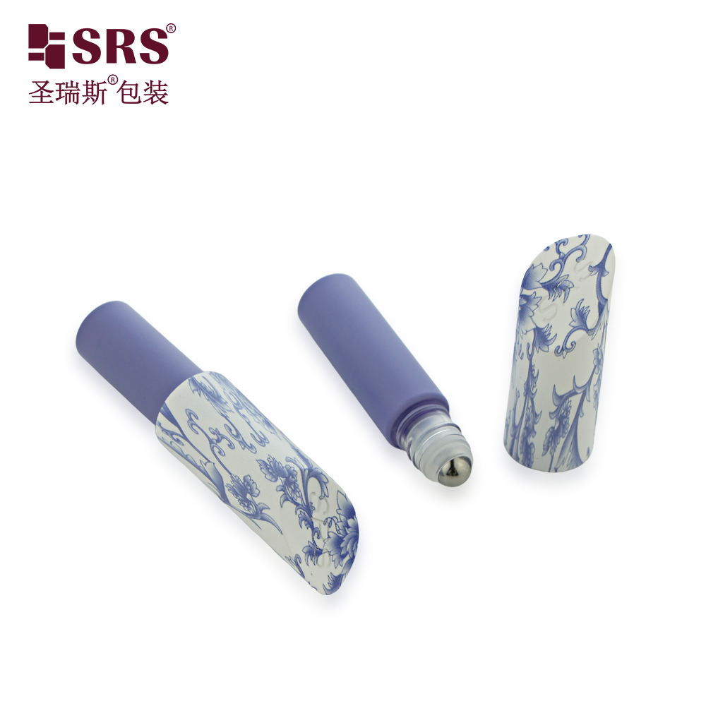 Unique Cap Roll on Bottle Cosmetic Packaging 10ml Amber PET Roller Travel Bottle