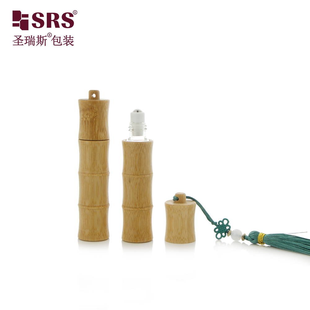 New Product Bamboo-joint Shape Outer Roll 5ml 10ml Essential Oil Roller Bottles with Hook