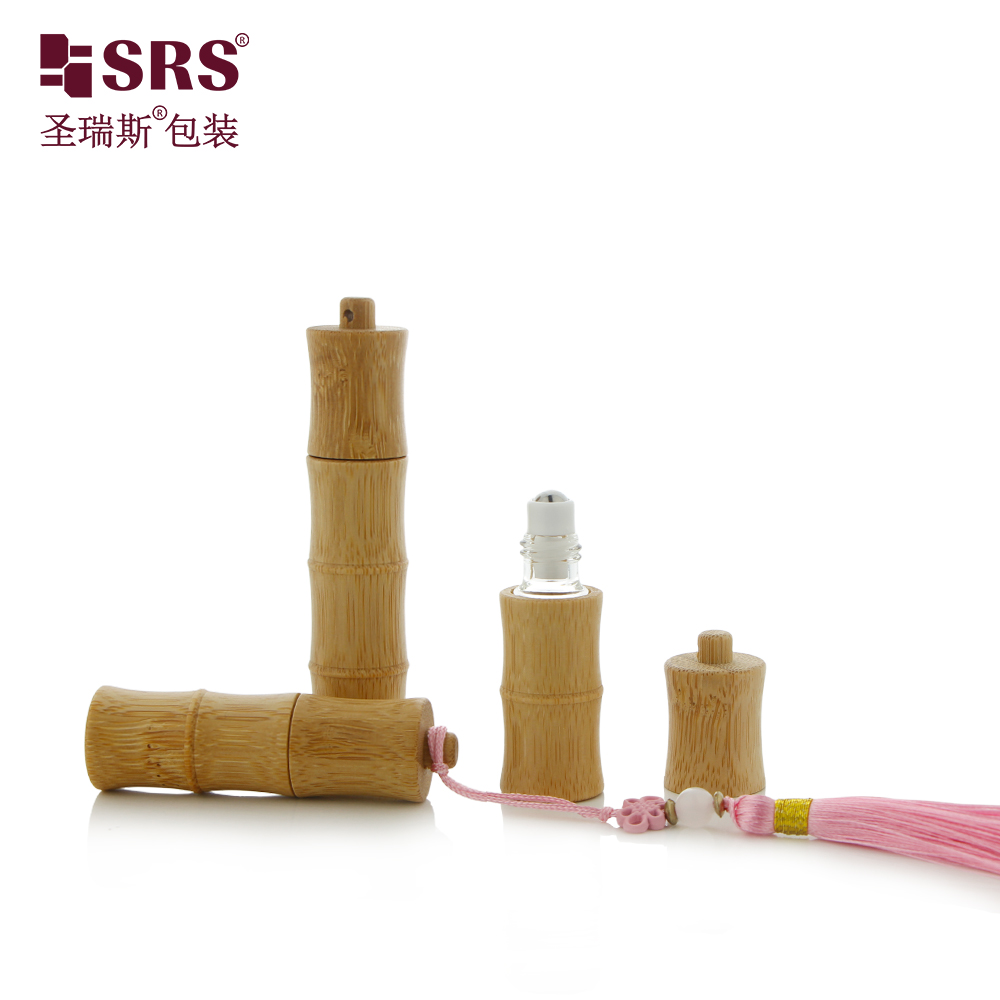 New Product Bamboo-joint Shape Outer Roll 5ml 10ml Essential Oil Roller Bottles with Hook