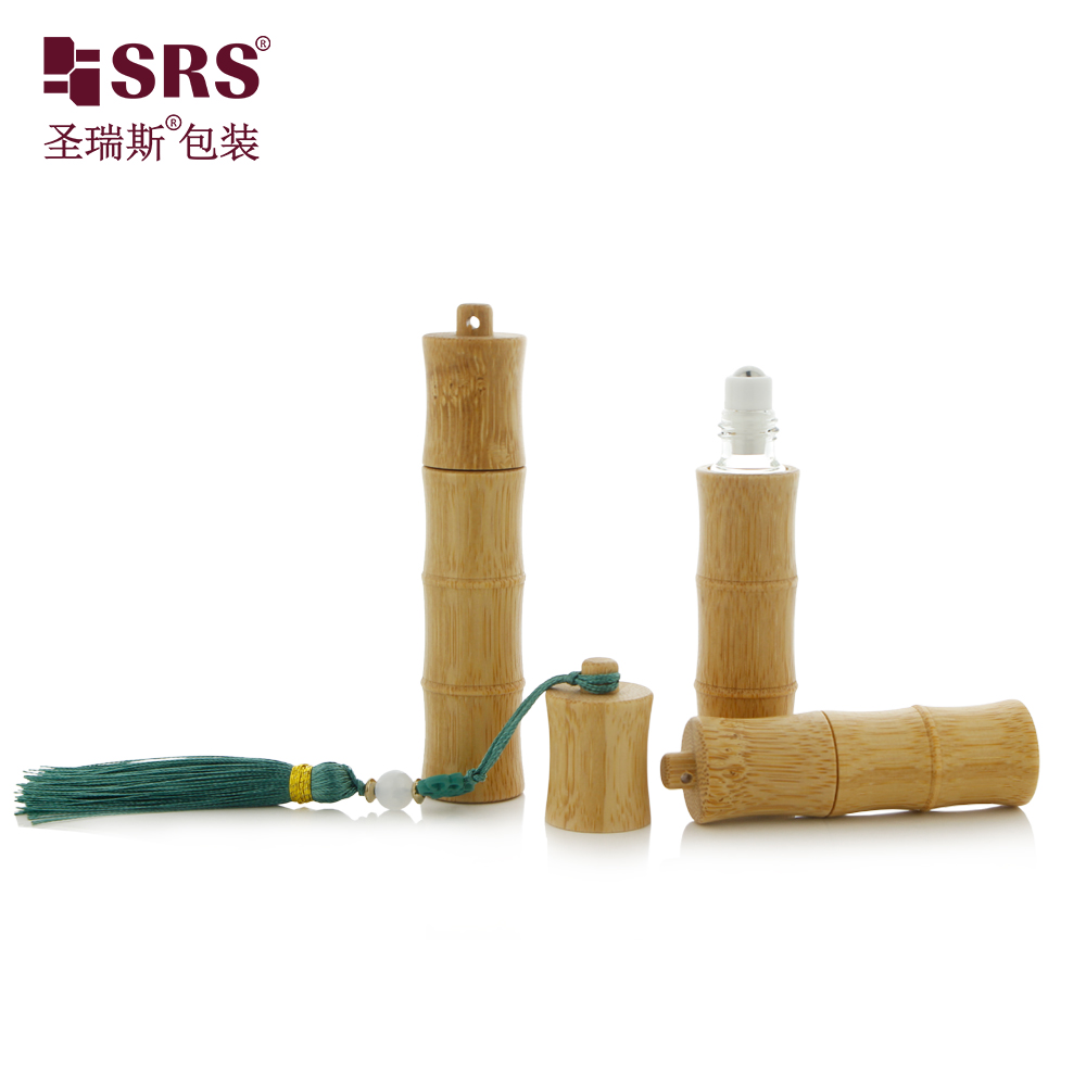 New Product Bamboo-joint Shape Outer Roll 5ml 10ml Essential Oil Roller Bottles with Hook