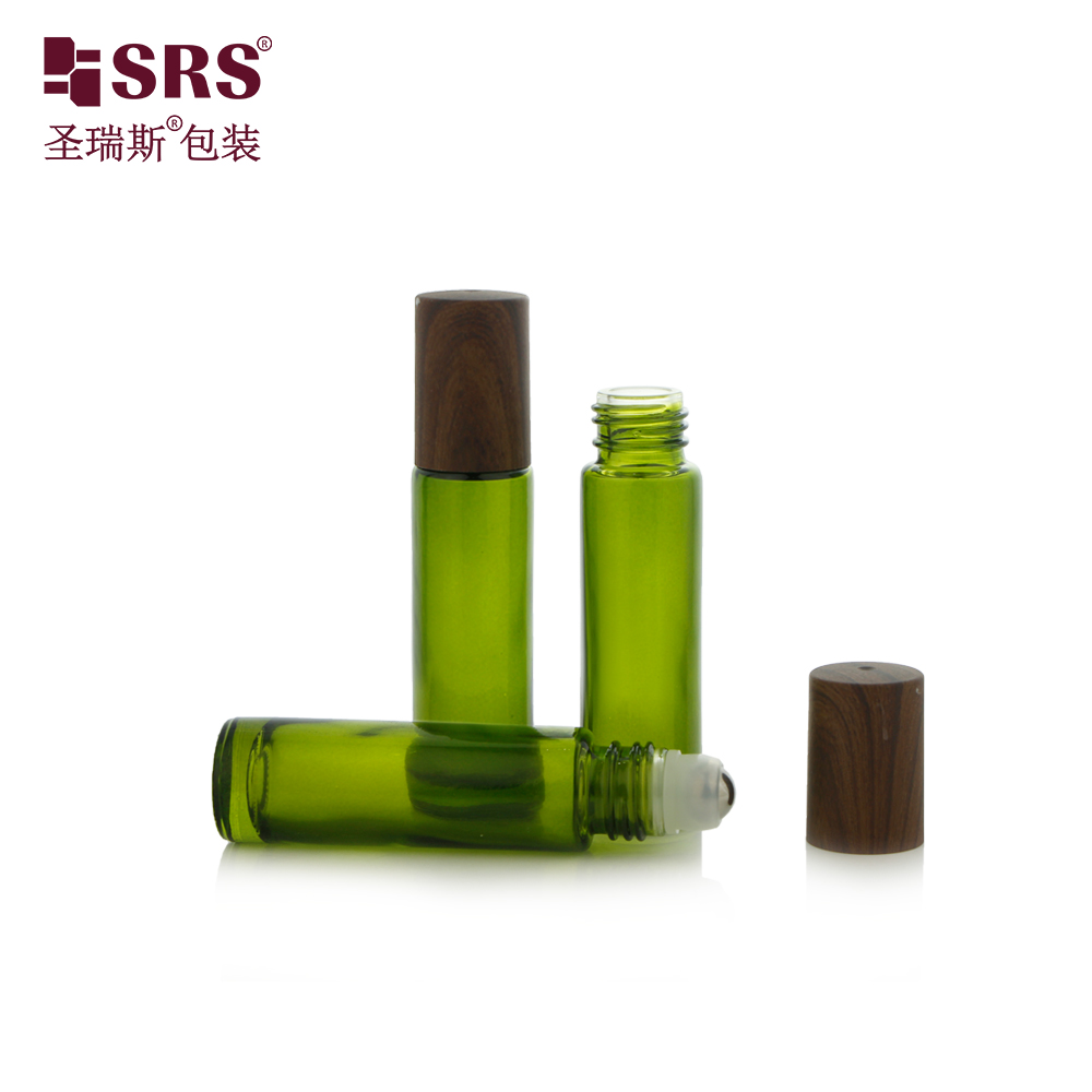 Empty Spraying Gradient Colored Glass Bottle with Steel Roller Ball for Essential Oil