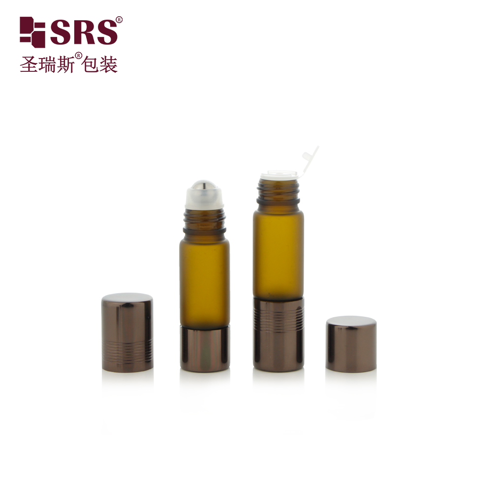 Leakproof UV Protection Dual-Ended Amber Glass Bottles Roller Ball with Aluminum Cap