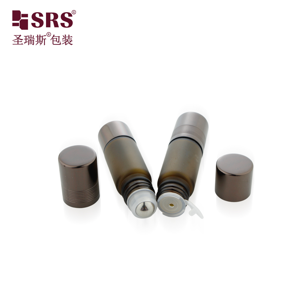 Leakproof UV Protection Dual-Ended Amber Glass Bottles Roller Ball with Aluminum Cap