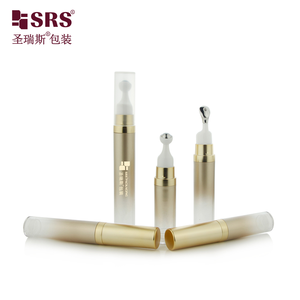 PP Airless Roll on Bottle with Painting Gradient Gold for Lip Eye Skincare
