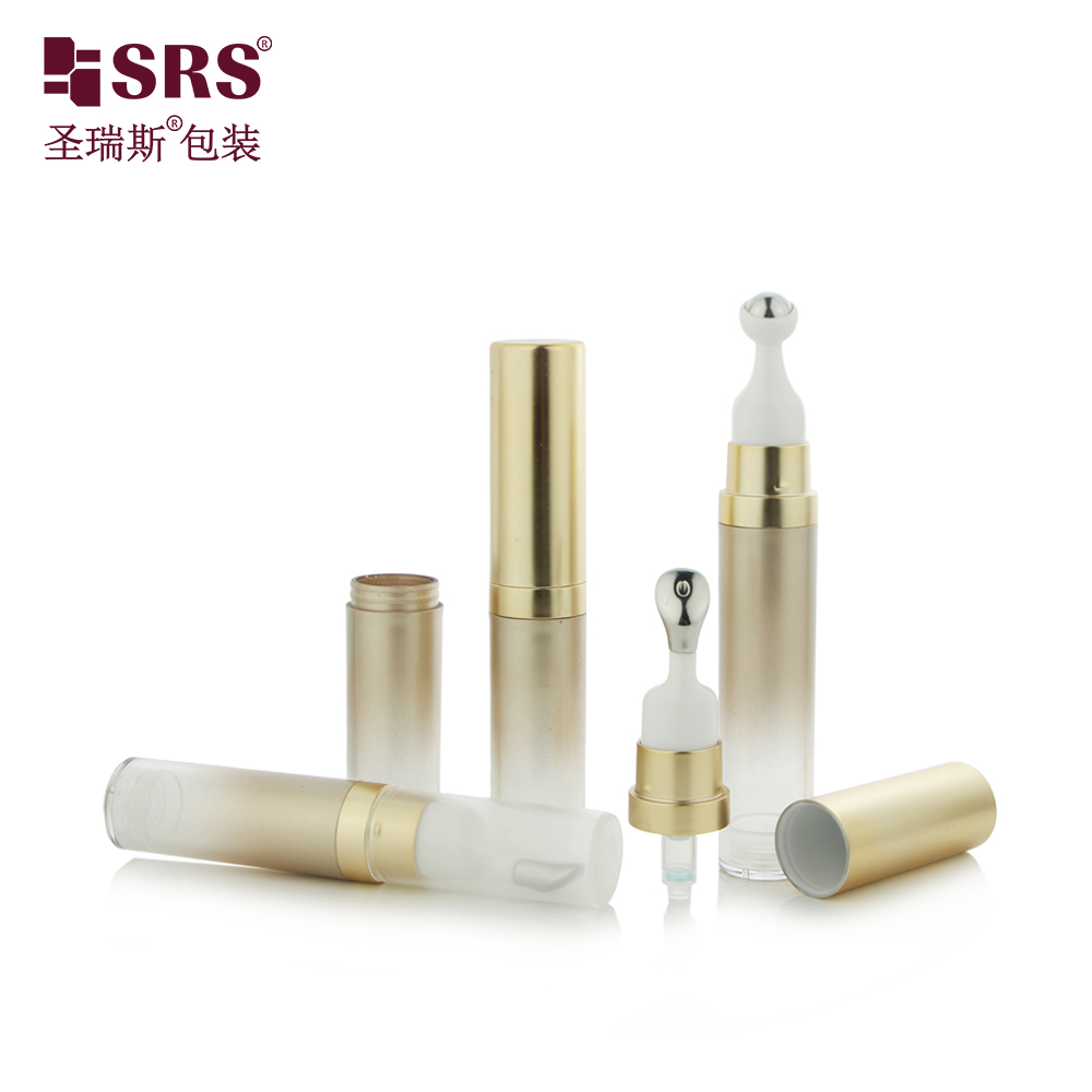 PP Airless Roll on Bottle with Painting Gradient Gold for Lip Eye Skincare