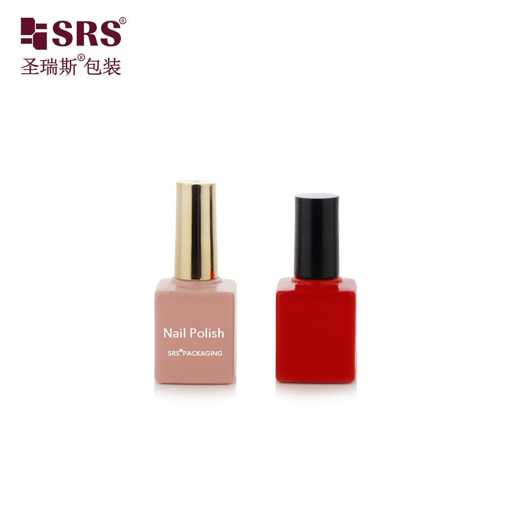 Factory Customized 15ml Nail Care Simple Nail Polish Empty Bottle Pink Red Glass with Cap and Brush Sealing Type