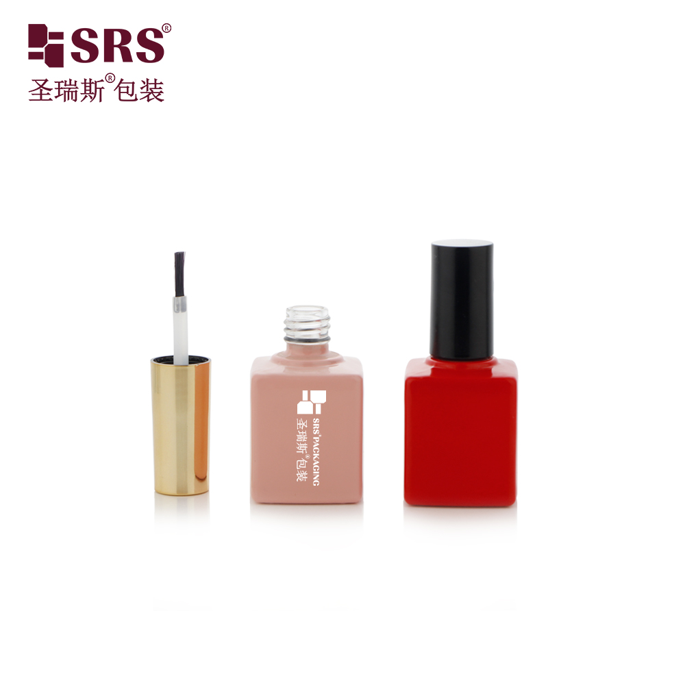Factory Customized 15ml Nail Care Simple Nail Polish Empty Bottle Pink Red Glass with Cap and Brush Sealing Type