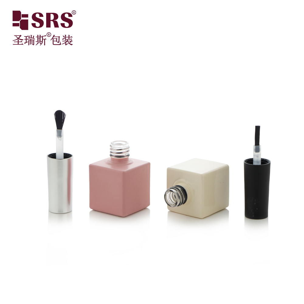 Empty 10ml Square Glass Bottle Custom Matte UV Gel Container Nail Polish Bottle for Nail Polish