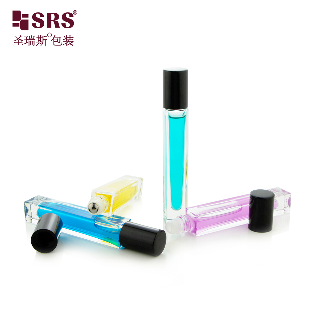 New Color Gradient Coffee Glossy Square Perfume Glass Roller Bottle