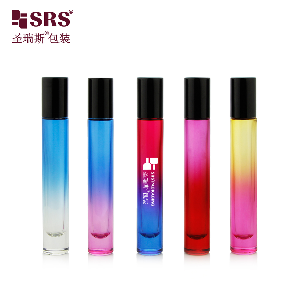 Thickness Base 5ml 10ML Gradient Glass Roll on Bottle With Custom Color Aluminum Cap