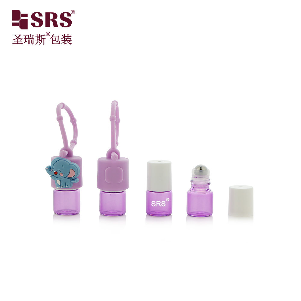 Children Care Oil Custom Color Glass 1ml Roll on Bottle with Cute Silicone case 