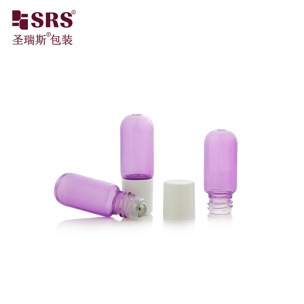 Custom Painting Purple Color 3ml Glass Roll on Bottles Round Base Essential Oil Cosmetic Packaging