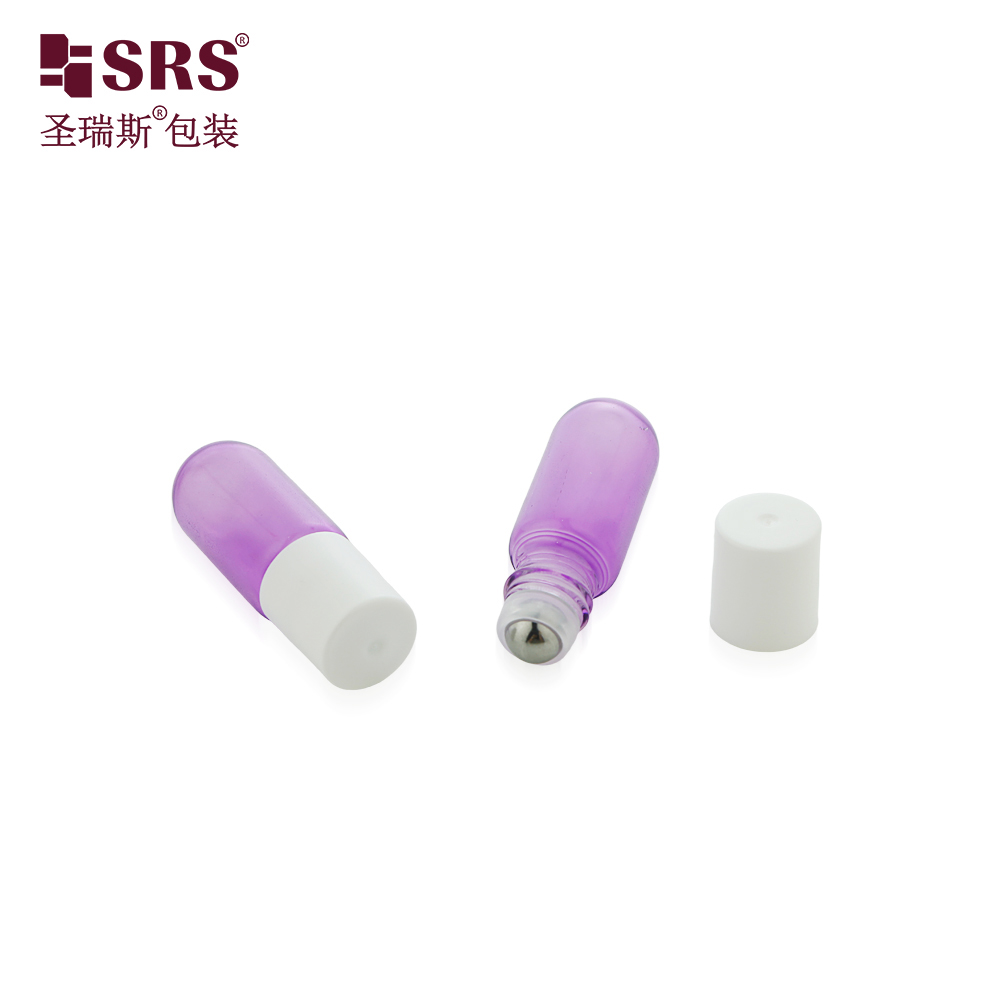 Custom Painting Purple Color 3ml Glass Roll on Bottles Round Base Essential Oil Cosmetic Packaging