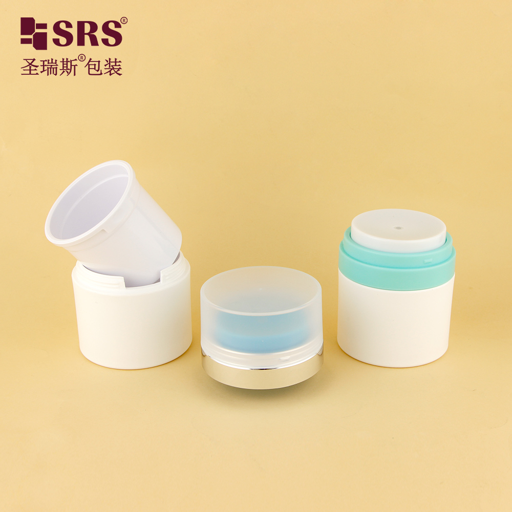 New Style Cosmetic Packaging Blue Color PP Plastic Empty 50ml PP Airless Refillable Cream Jar 