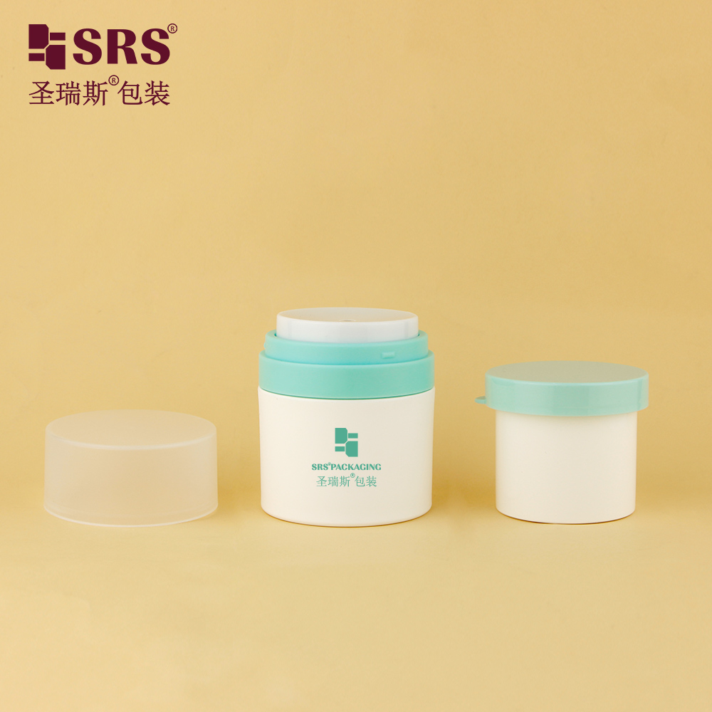 New Style Cosmetic Packaging Blue Color PP Plastic Empty 50ml PP Airless Refillable Cream Jar 
