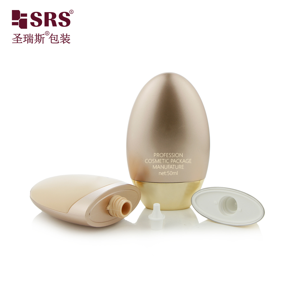 Empty 50ml Plastic Oval Squeeze Sunscreen Sunblock Bottle PP Cosmetic Packaging