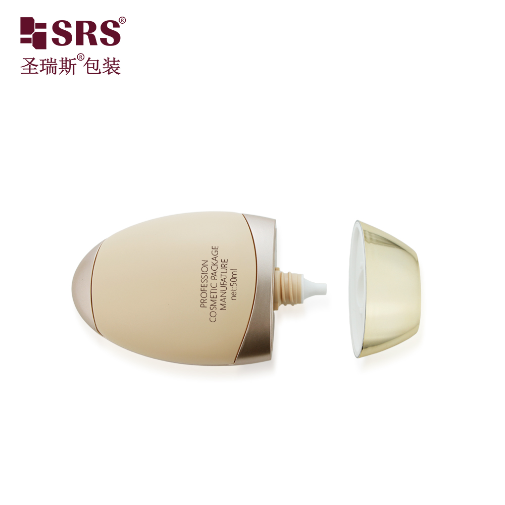 Empty 50ml Plastic Oval Squeeze Sunscreen Sunblock Bottle PP Cosmetic Packaging