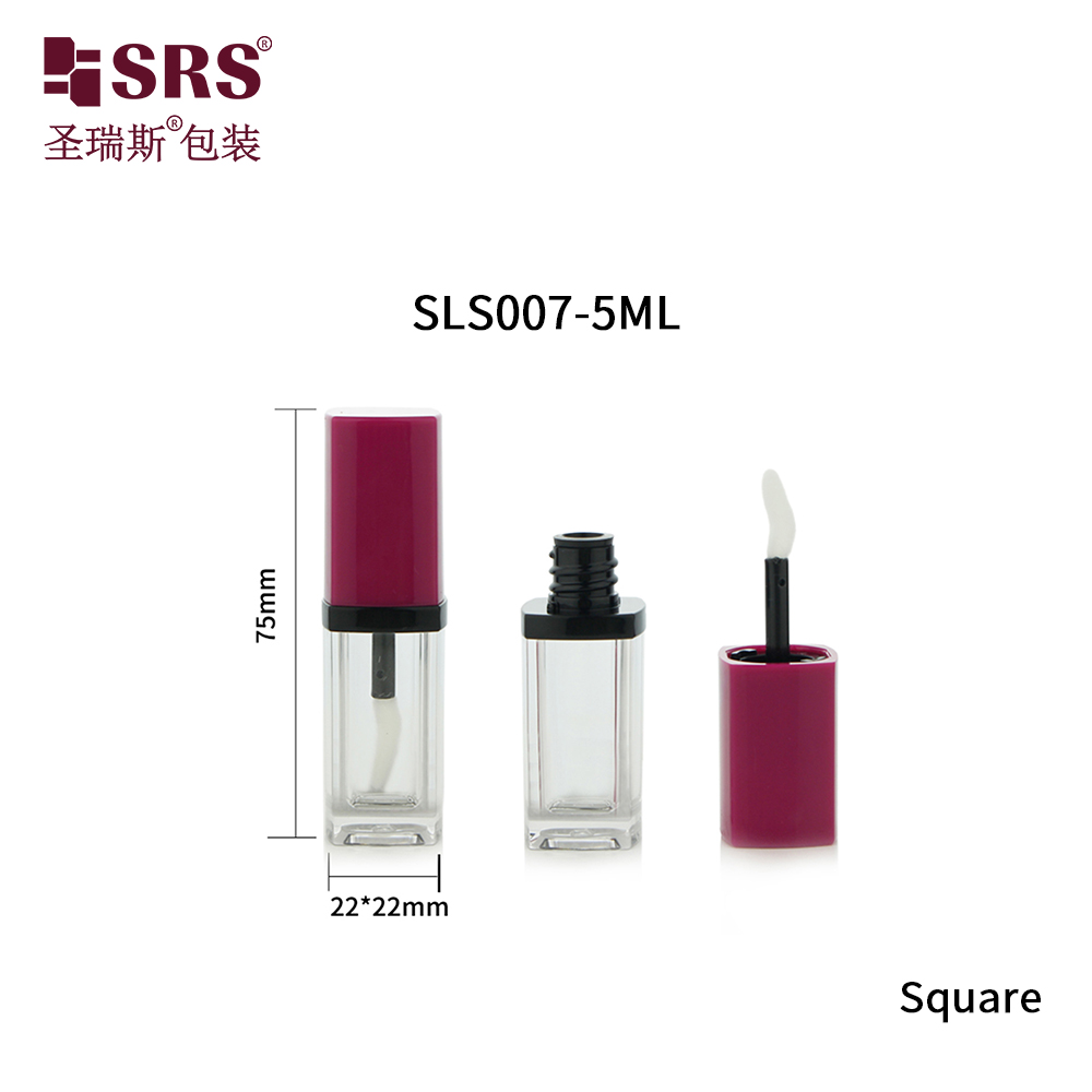 Empty Lip Oil Containers Square Clear Lip Gloss Tubes 5ml Lipgloss Bottle with Wand Containers