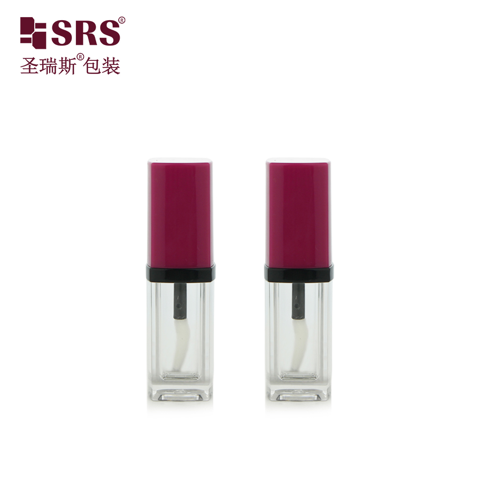 Empty Lip Oil Containers Square Clear Lip Gloss Tubes 5ml Lipgloss Bottle with Wand Containers