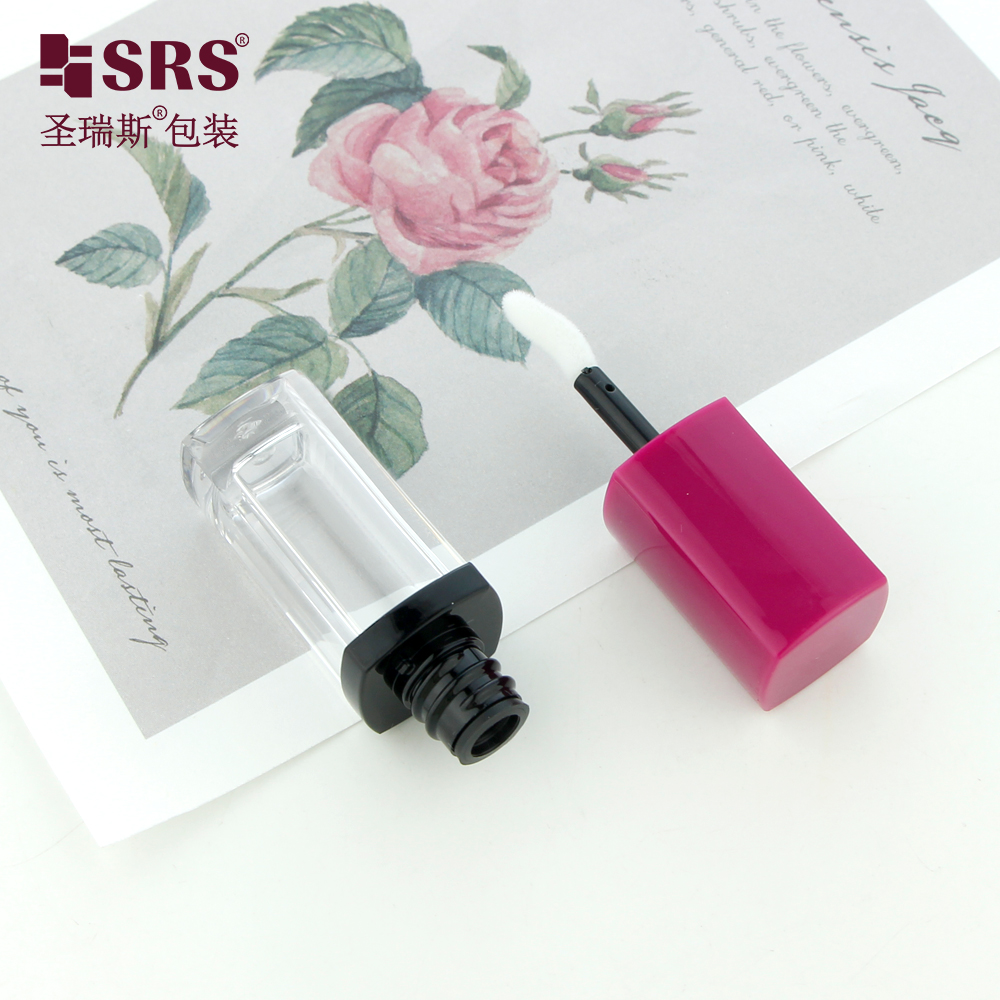 Empty Lip Oil Containers Square Clear Lip Gloss Tubes 5ml Lipgloss Bottle with Wand Containers