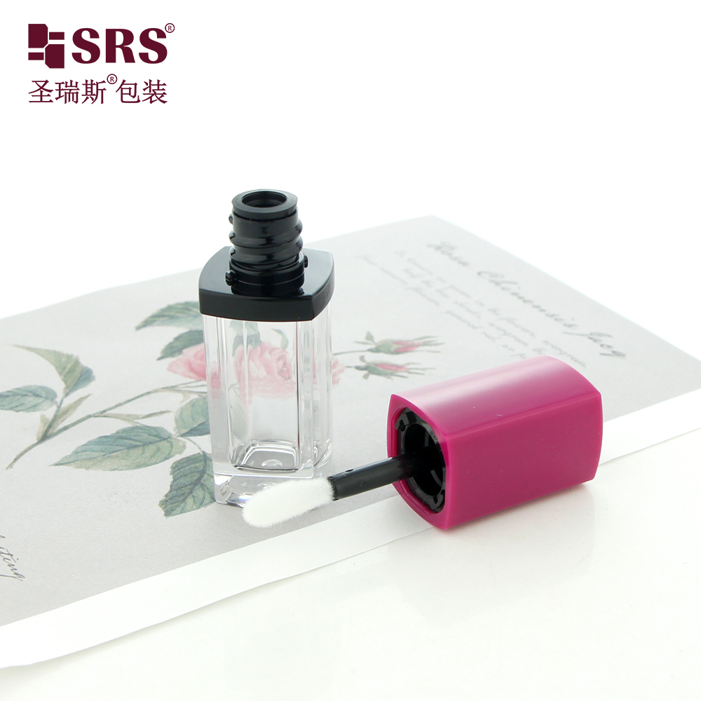 Empty Lip Oil Containers Square Clear Lip Gloss Tubes 5ml Lipgloss Bottle with Wand Containers