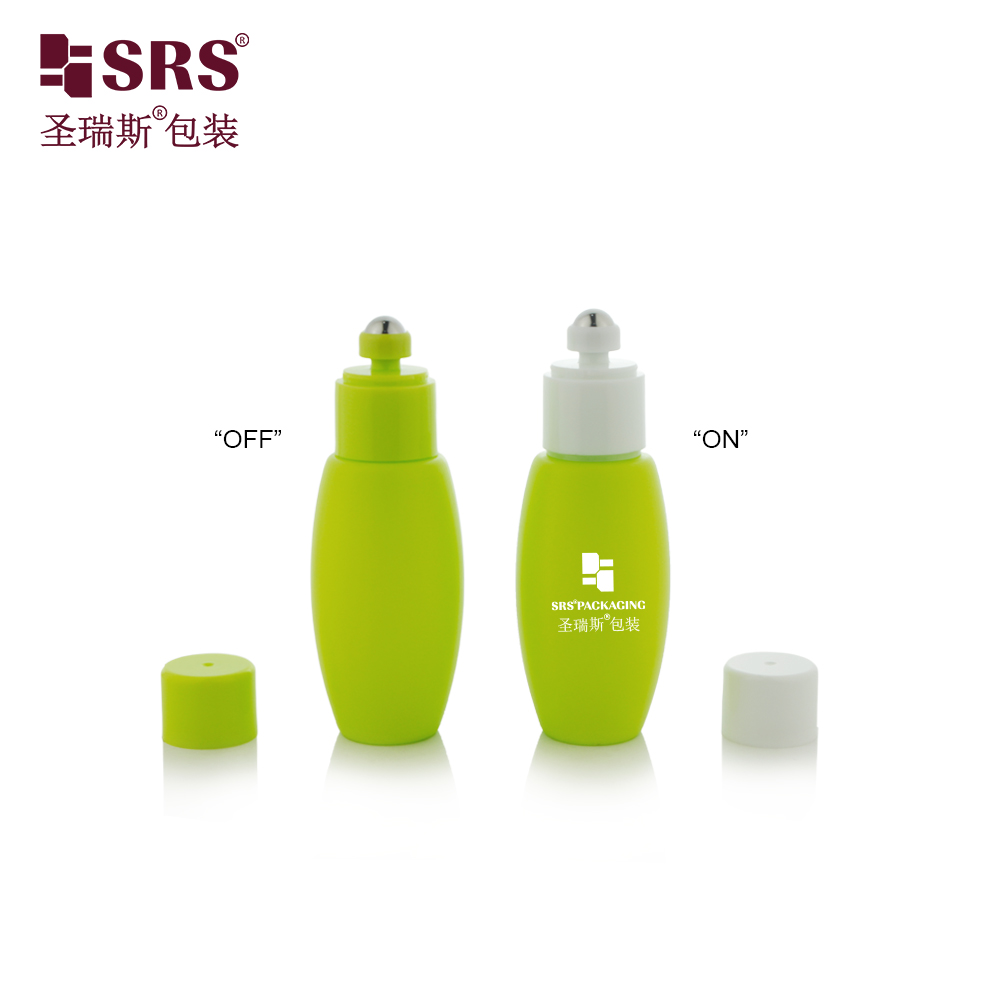 Empty Custom Plastic Roll on Bottle With ON/OFF Switch Stainless Steel Roller Ball 