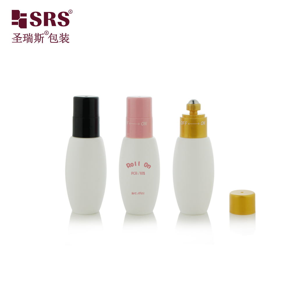 Empty Custom Plastic Roll on Bottle With ON/OFF Switch Stainless Steel Roller Ball 