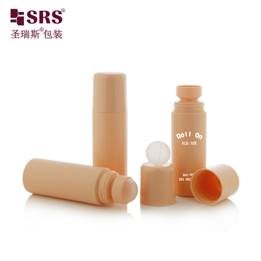 Custom Color 90ml Roll On Deodorant Bottle PP PCR Plastic Pain Relief Gel Roller Bottle With Plastic Roller Ball