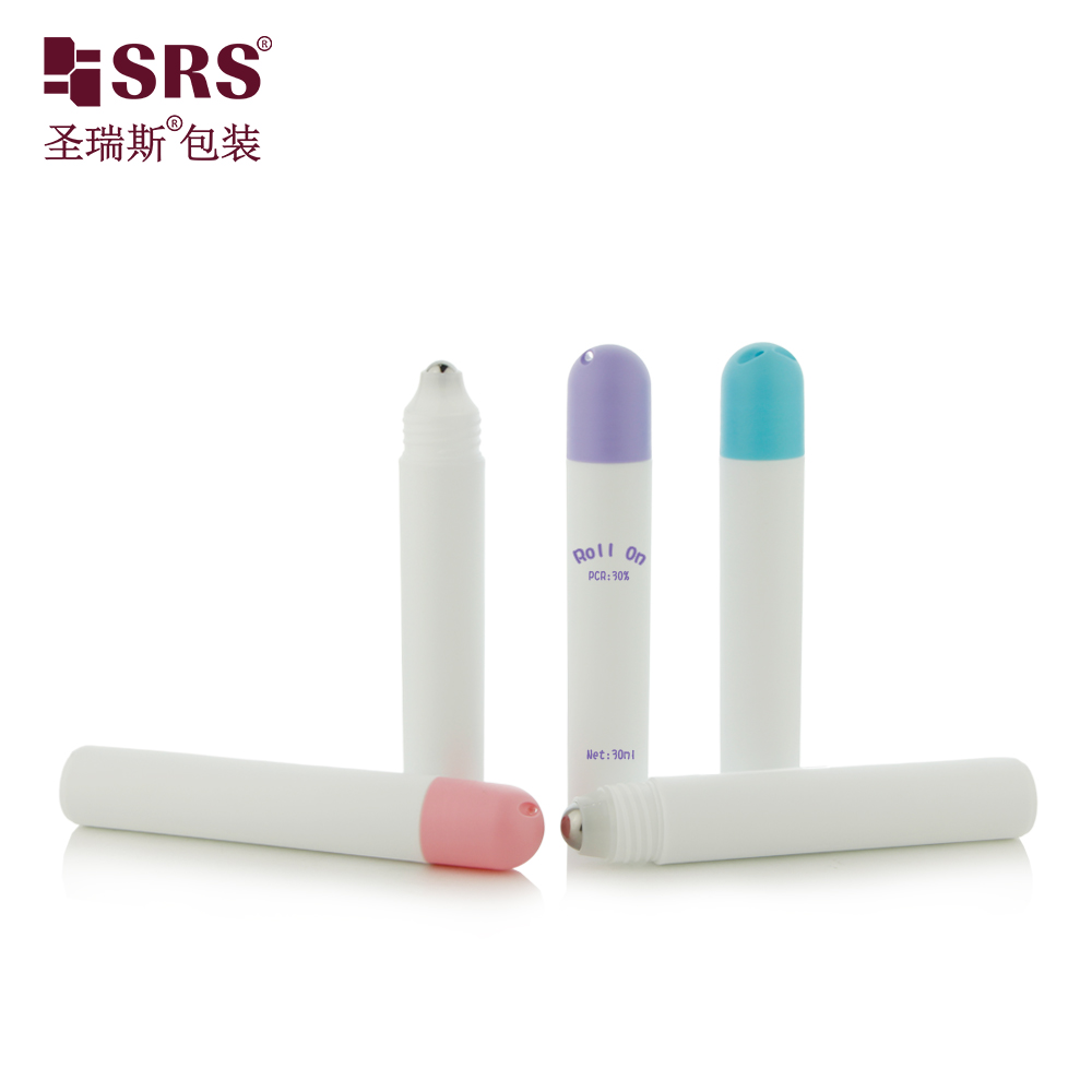 Hot Sale Fragrance Perfume Packaging 30ml PP Roll-on Bottle with Plastic Roller Ball Screen Printing 