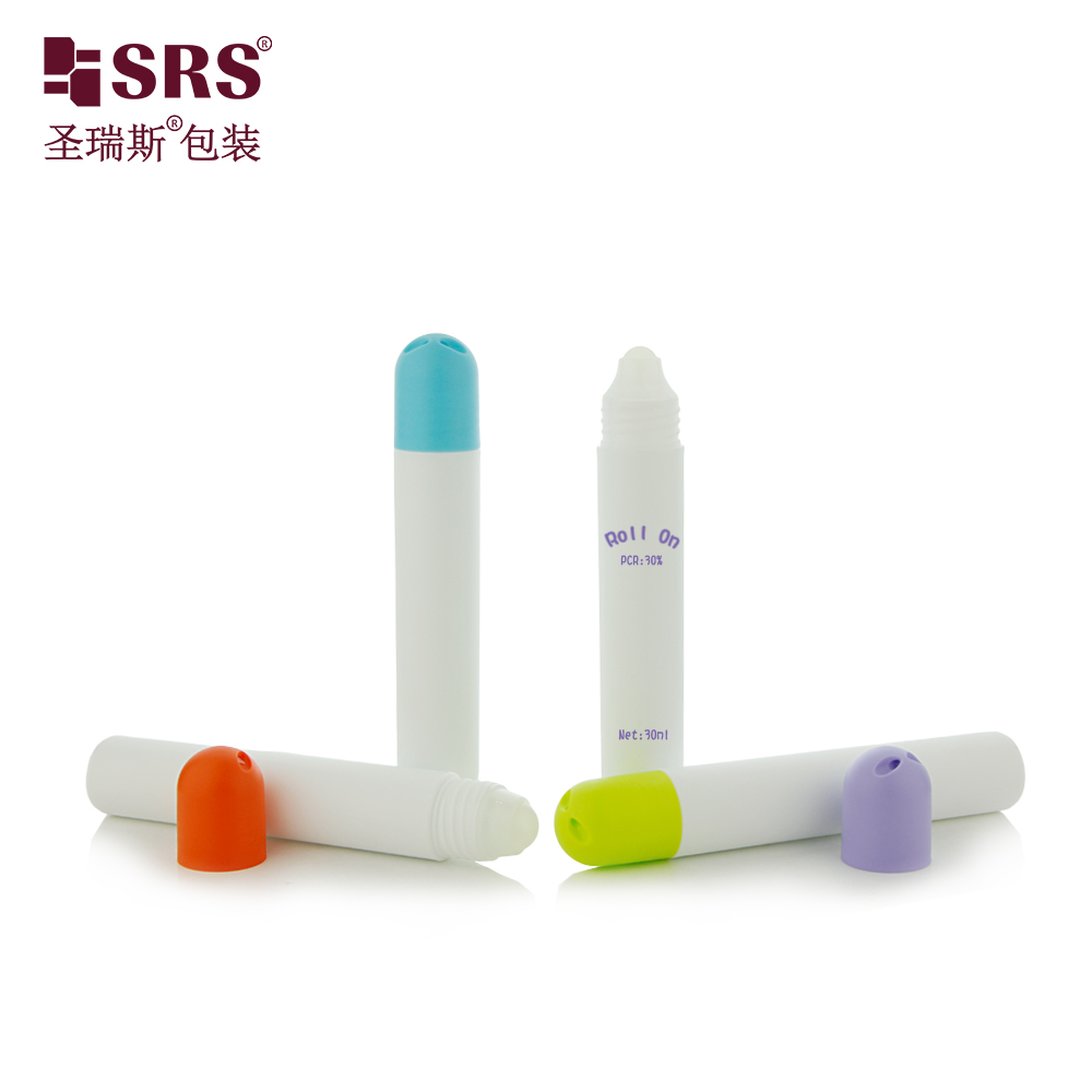 Hot Sale Fragrance Perfume Packaging 30ml PP Roll-on Bottle with Plastic Roller Ball Screen Printing 