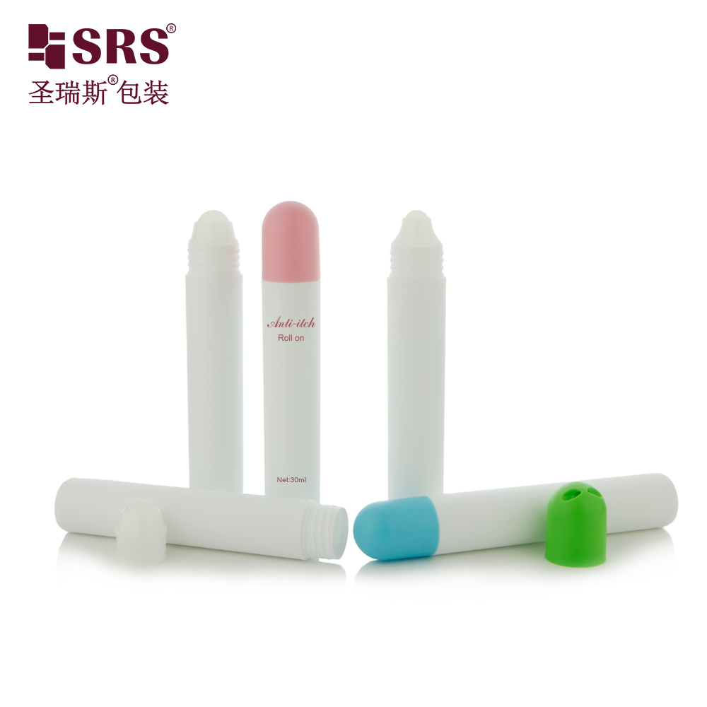 Hot Sale Fragrance Perfume Packaging 30ml PP Roll-on Bottle with Plastic Roller Ball Screen Printing 