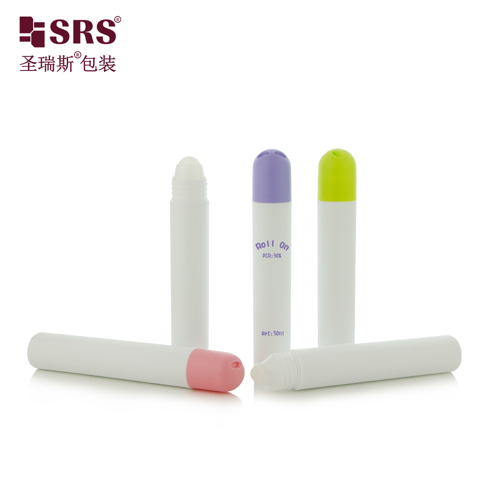 Hot Sale Fragrance Perfume Packaging 30ml PP Roll-on Bottle with Plastic Roller Ball Screen Printing 