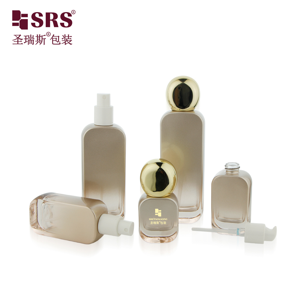 Custom Printed 20ml 30ml 50ml 100ml 120ml Empty Face Cream Skincare Glass Lotion Bottle With Pump