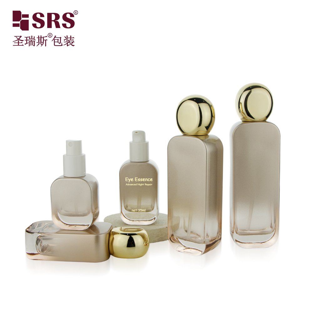 Custom Printed 20ml 30ml 50ml 100ml 120ml Empty Face Cream Skincare Glass Lotion Bottle With Pump
