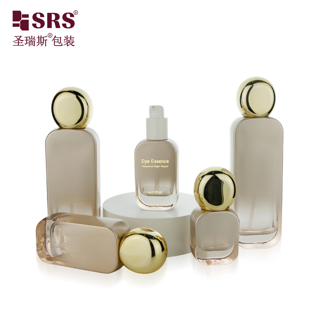 Custom Printed 20ml 30ml 50ml 100ml 120ml Empty Face Cream Skincare Glass Lotion Bottle With Pump