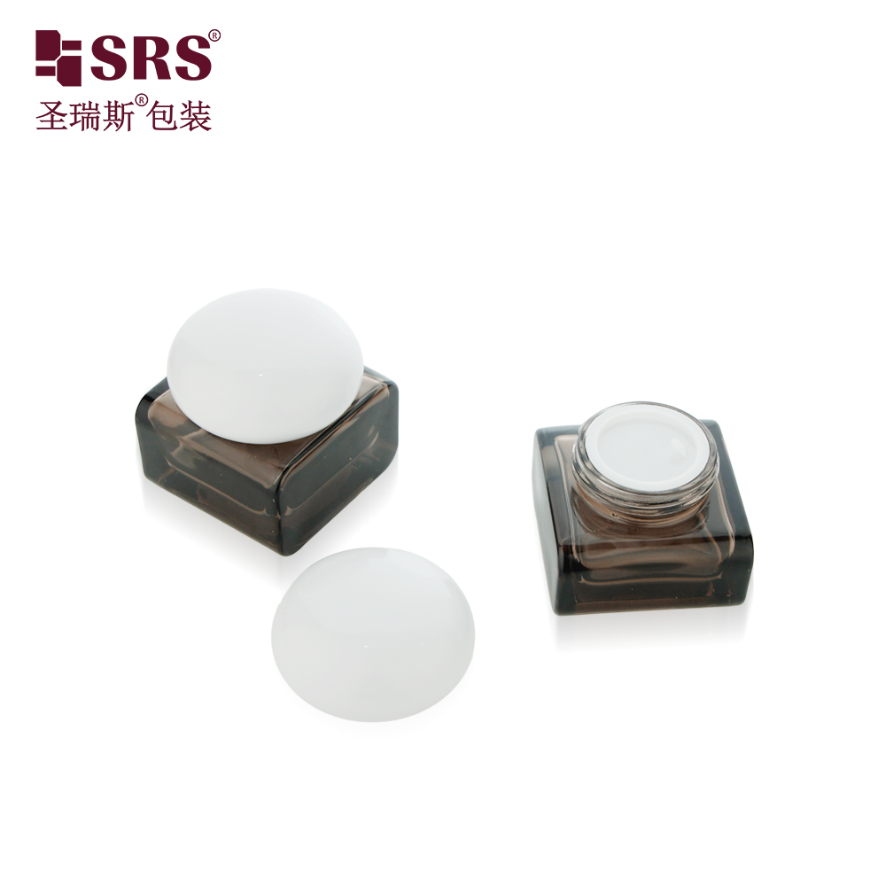 Custom High Quality 30g 50g Glass Jar Bottles Square Shape for Cream Cosmetic Packaging