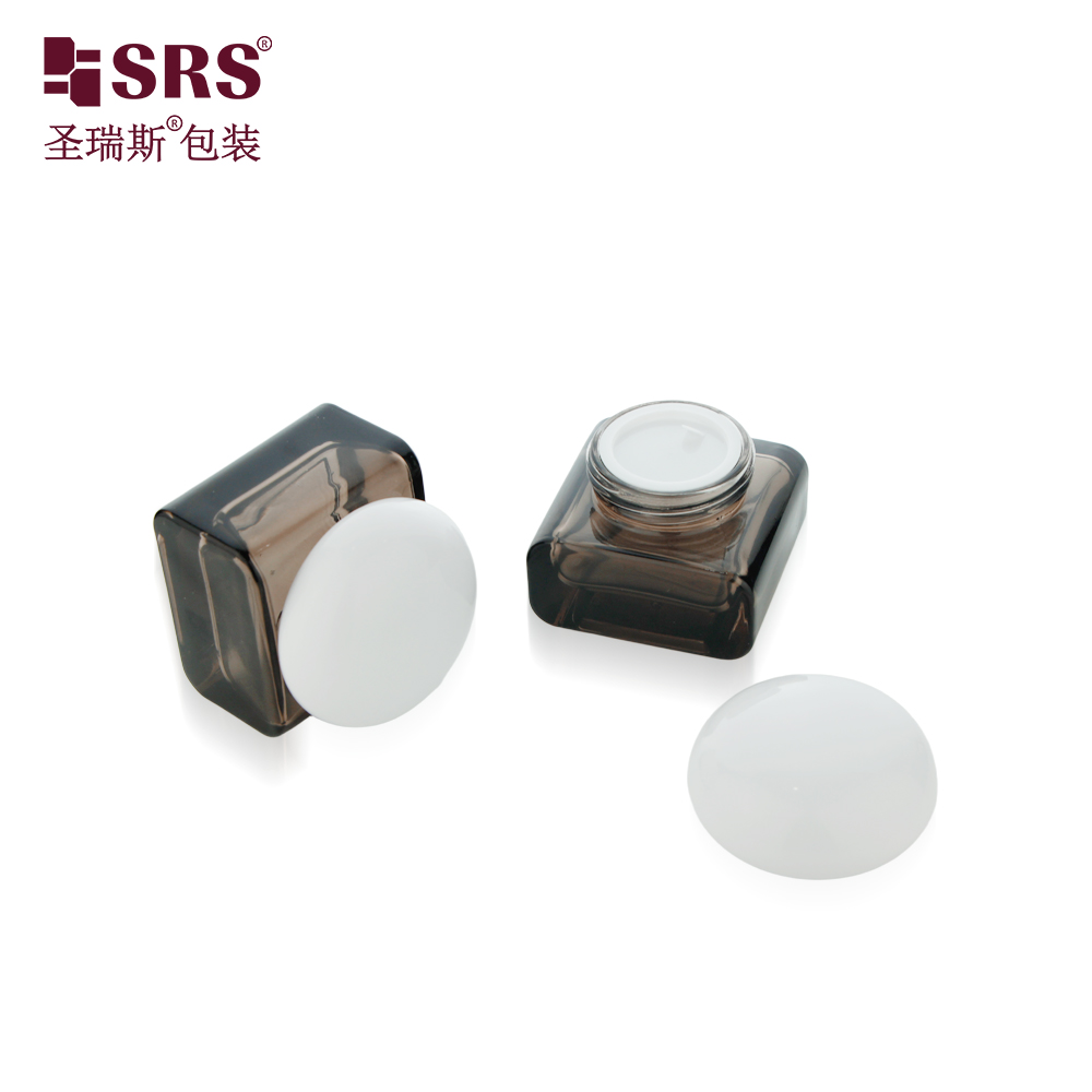 Custom High Quality 30g 50g Glass Jar Bottles Square Shape for Cream Cosmetic Packaging