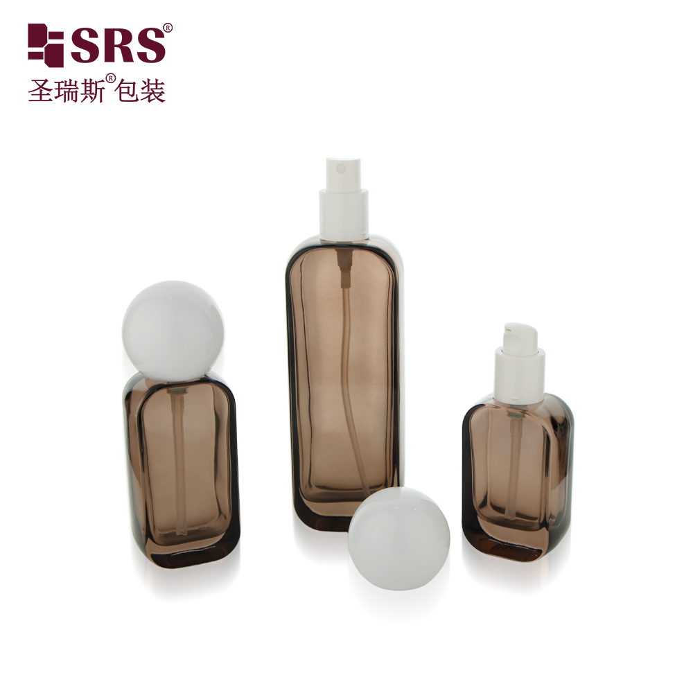 Eco Friendly Clear Glass Square Lotion Glass Bottle With Lotion Pump