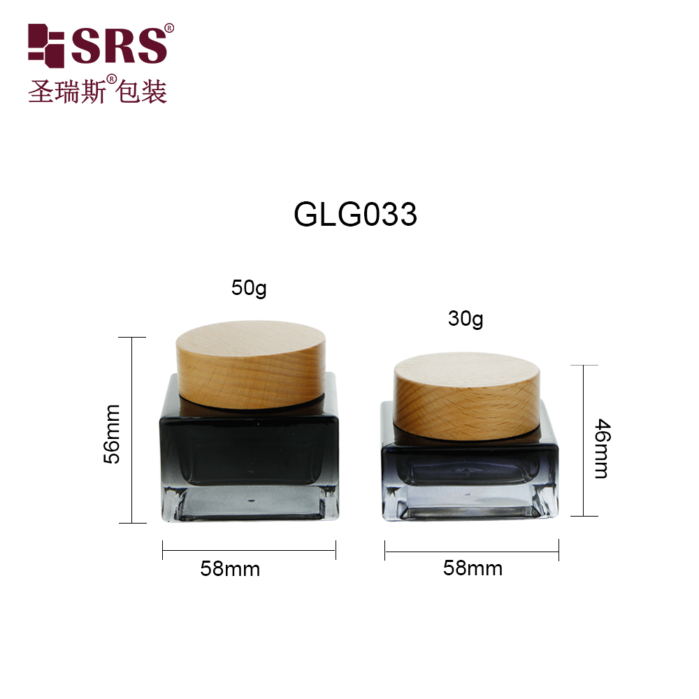 Customized Luxury Black Glass 30g 50g Lotion Face Cream Skincare Jar 