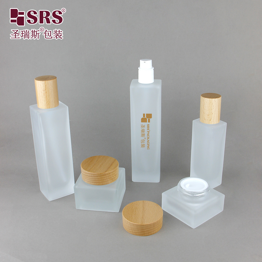 Luxury Factory 20ml 30ml 50ml 100g 120ml Glass Lotion Serum Lotion Cream Jar Pump Bottle Cosmetic Packaging Set