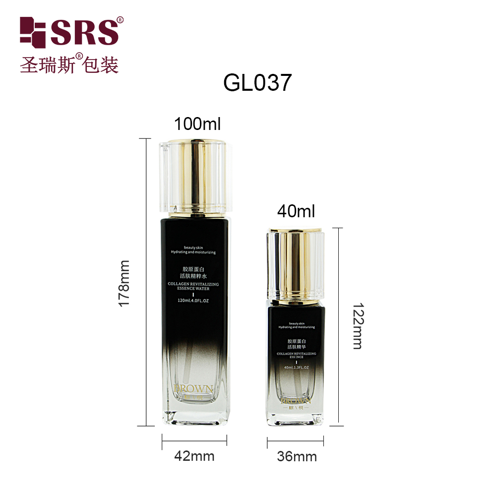 Skincare Cream Lotion Cosmetic Container Glass Essential Oil Serum Hair Oil Bottle with Pump