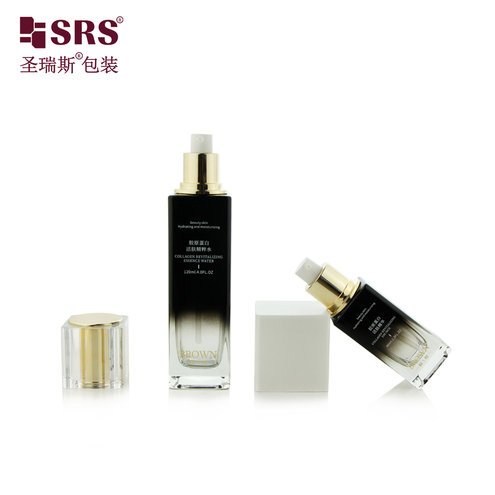 Skincare Cream Lotion Cosmetic Container Glass Essential Oil Serum Hair Oil Bottle with Pump