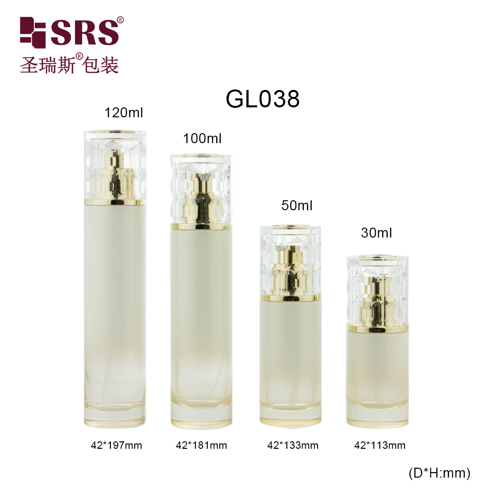 Round Cosmetic Serum Lotion 30ml 50ml 100ml 120ml Glass Bottle with Luxury Cap