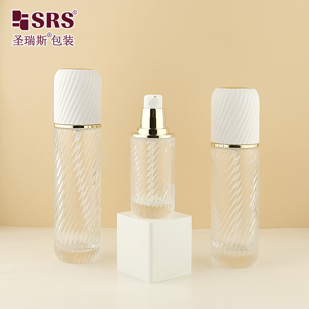 High Quality Frosted Thread Empty Bottles Cosmetic Glass Bottle With Thread White Cap