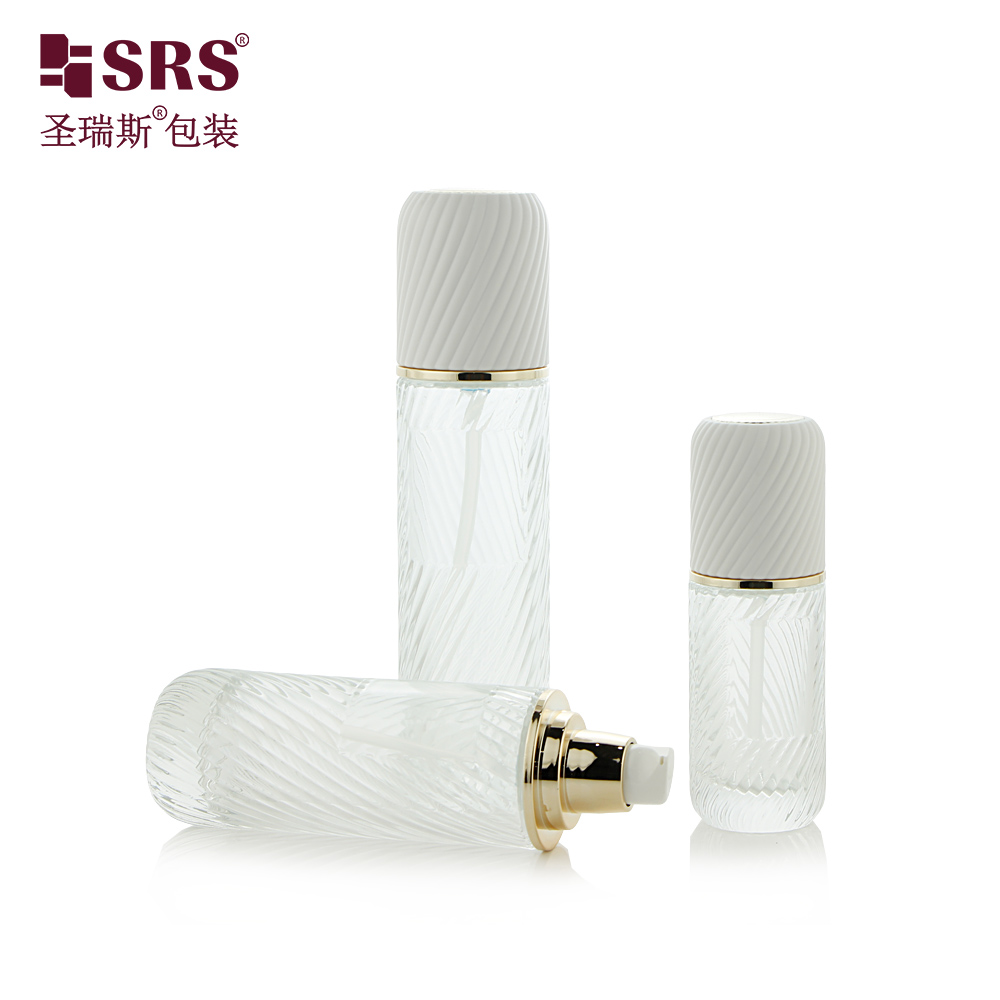 High Quality Frosted Thread Empty Bottles Cosmetic Glass Bottle With Thread White Cap