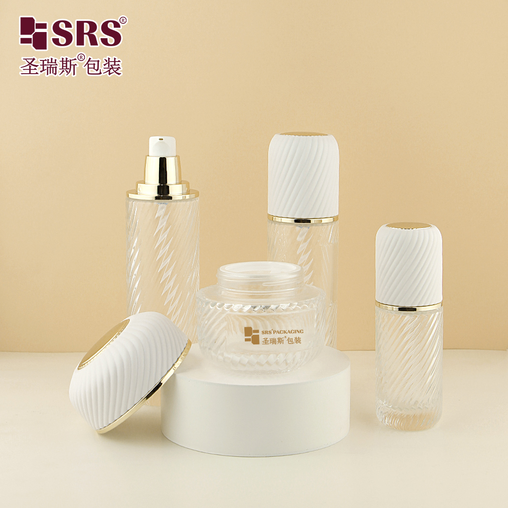 High Quality Frosted Thread Empty Bottles Cosmetic Glass Bottle With Thread White Cap