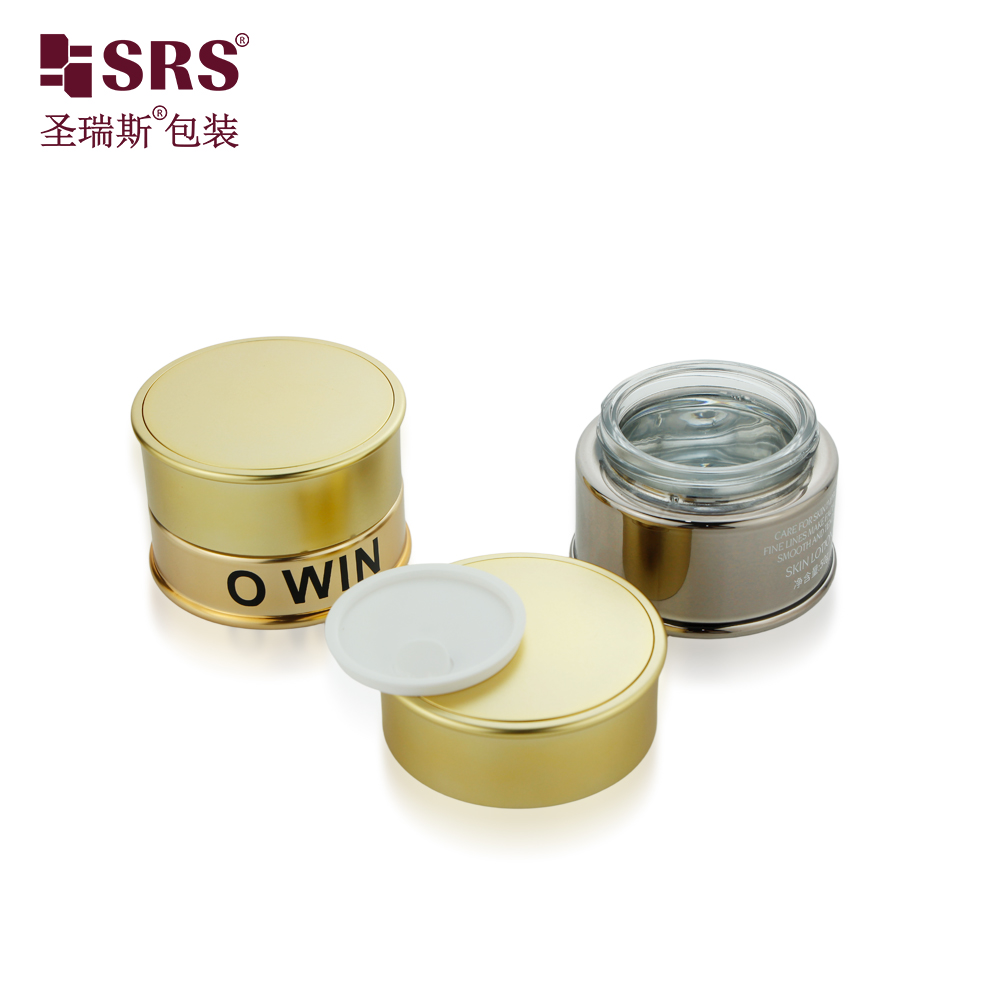 Luxury Skincare Glass Cosmetic Cream Jar 30g 50g Empty Face Cream Glass Jar With Plastic Lid