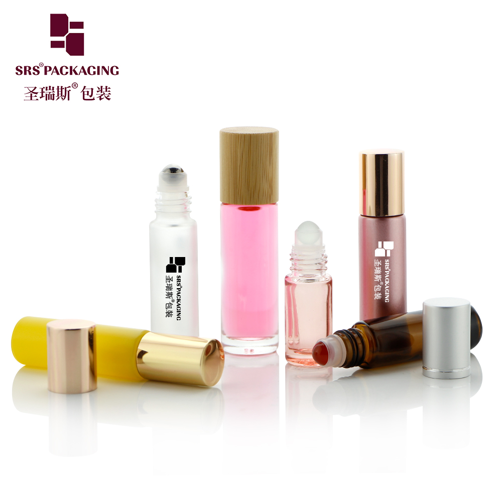 2021 New Style Glass Roll On Bottles 15ml Bamboo Cap Roll On Container For Essential Oil 